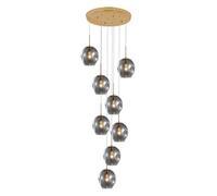 Suspension Moderne en Forme de Boule de Verre pour Salon, plafonnier à 8 lumières pour Villa, escalier en colimaçon pour Appartement Duplex (Gris)