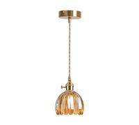 Suspension moderne en forme de fleur en verre du milieu du siècle - Lustre vintage en forme de lotus - Petite suspension en verre et cuivre for salon, salle à manger, chambre à coucher, îlot de cuisin