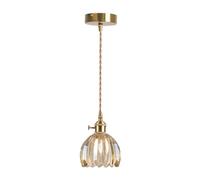 Suspension moderne en forme de fleur en verre du milieu du siècle - Lustre vintage en forme de lotus - Petite suspension en verre et cuivre for salon, salle à manger, chambre à coucher, îlot de cuisin