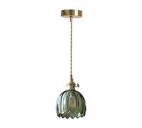 Suspension moderne en forme de fleur en verre du milieu du siècle - Lustre vintage en forme de lotus - Petite suspension en verre et cuivre for salon, salle à manger, chambre à coucher, îlot de cuisin