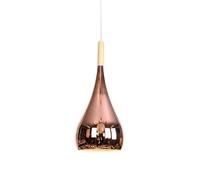 Suspension moderne en métal 1 lumière en forme de goutte d'eau - Lampe à suspendre contemporaine or rose - 15,2 cm - Éclairage suspendu miroir pour îlot de cuisine, accent en bois naturel - Amitié