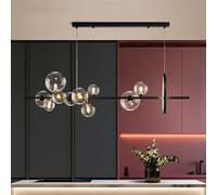 Suspension moderne en métal boule 7 lumières/10 lumières lustre en verre noir plafond suspendu lampe à suspension industrielle pour chambre salon cuisine loft art décoration, base G9 HGCHH