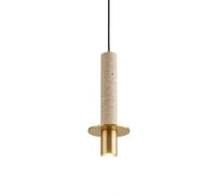 Suspension moderne en travertin, lampe cylindrique en pierre naturelle, style japonais minimaliste, cordon réglable, luminaire décoratif pour îlot de cuisine, salle à manger ou table de chevet (30 cm)