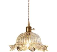 Suspension Moderne en Verre et Laiton, Grande Fleur, luminaire Suspendu pour îlot de Cuisine, Lampe Suspendue en Forme de dôme Transparent, Lustre Vintage Nordique pour Salle à Man