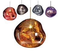 Suspension moderne en verre fondu, abat-jour en verre irrégulier à LED, cordon réglable de 2m, lampes suspendues décoratives en forme de boule de lave, lampe suspendue pour magasin/club/éclairage(Gold
