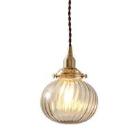 Suspension moderne en verre, globe, îlot de cuisine, 12,7 cm (5 pouces), style nordique côtelé, mini lustre, éclairage vintage doré de style ferme pour chambre, salle à manger, hall d'entrée.