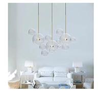 Suspension Moderne en Verre Transparent à Bulles pour Salon, luminaire décoratif d'intérieur (14 Grandes Bulles)