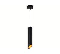 Suspension Moderne GU10 Noire Diffuseur Or H30cm