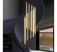Suspension Moderne LED pour escalier - Lustre à 12 têtes à intensité Variable, plafonnier réglable en Aluminium pour Salon, hôtel, Couloir - Éclairage Chaud, Design ajouré élégant (Chaud 12)