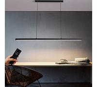 Suspension moderne LED table à manger Dimmable acrylique Lampe à suspendre Salle à manger Linear Design Lampe à suspendre bois Lustre avec télécommande Salon pour restaurants Bureau L120cm 48W Noir