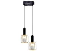 Suspension Moderne MI-NI Crystal - 2 lumières Noire Compatible avec îlot de Cuisine, plafonnier Simple, Suspension réglable Compatible avec Salle à Manger, Chambre à Coucher, Cuisine