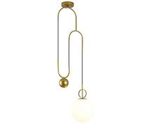 Suspension moderne nordique du milieu du siècle, lustre créatif en verre dépoli avec boule en métal, plafonnier suspendu au fini laiton doré pour salle à manger, chambre à coucher, cuivre plaqué 1