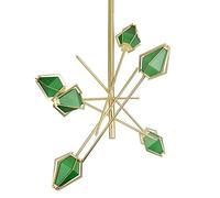 Suspension Moderne Sputnik Style Milieu du siècle, dorée et réglable, idéale pour la Cuisine et Le Salon. Abat-Jour Vert émeraude et Or à 6 têtes.