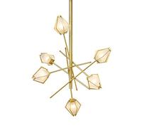 Suspension Moderne Sputnik Style Milieu du siècle, dorée et réglable, idéale pour la Cuisine et Le Salon. Abat-Jour Vert émeraude et Or Mat, 6 Pouces.