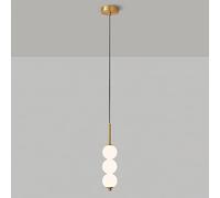 Suspension Moderne Style Milieu du siècle, Globe en Verre Blanc Laiteux, 5 lumières, Style Barre, cuivre, Lustre à Boules dorées et Noires pour Cuisine, Hall d'entrée, escalier, Salle à mang