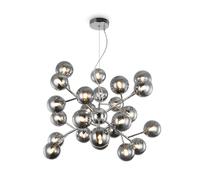Suspension Moderne Verre Fumé B: 65 Cm H: Max. 146,5 Cm 24X G9 Lampe Suspendue