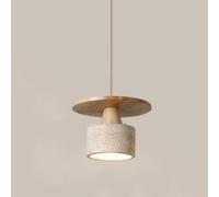 Suspension Moderne Vintage En Bois Massif Avec Lumière Chaude Pour Chambre À Coucher, Luminaire Suspendu À Led de Style Ferme Pour Montage Au Plafond, Petit Lustre En Pierre Jaune Pour Salle Den, Îlot