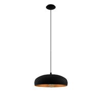 Suspension MOGANO 1 E27 1X60W en acier noir et cuivre D400mm