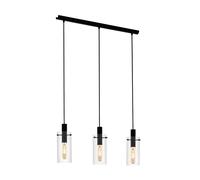 Suspension MONTEFINO E27 3X60W en acier noir 730x110x1100mm