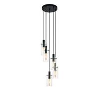 Suspension MONTEFINO E27 5X60W en acier noir D350mm