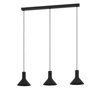 Suspension MORESCANA E27 3X28W en acier noir 960x200x1500mm