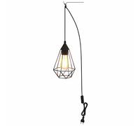 Suspension murale à LED Lampe de salon en métal tressé Lampe de chambre à coucher noire, longueur de câble 245 cm,7W 720lm blanc chaud, DxH 17 x 26 cm