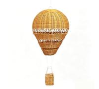 Suspension Murale en Rotin en Forme de Montgolfière, Décoration Artisanale en Osier pour Chambre à Coucher, Ornement de Plafond Bohème, Décoration Murale pour Salon(Color:Couleur Miel)
