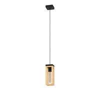 Suspension NAFFERTON E27 1X40W en acier et bois noir et marron 100x100x1100mm
