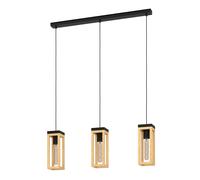 Suspension NAFFERTON E27 3X40W en acier et bois noir et marron 800x100x1100mm