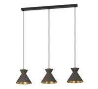 Suspension NASTASIA E27 3X40W en acier noir 1000x240x1100mm