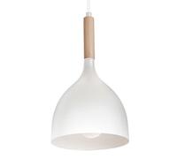 Suspension Noak À 1 Lampe, Blanche/Bois Naturel
