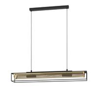 Suspension NOHALES E27 4X40W en acier noir et laiton 1120x170x1500mm