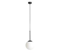 Suspension Noire Blanche E27 Verre Boule Satiné 20 Cm Salle À Manger