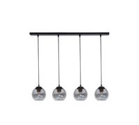Suspension Noire En Verre Fumé Métal 80 Cm 4-Flamme Cuisine Table À Manger