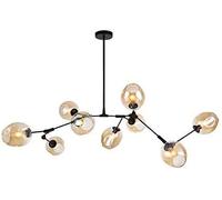 Suspension Noire Mate à Hauteur réglable, Douille E27, Boule en Verre, Lustre Globe Style Mid-Century, luminaire de Plafond Moderne pour Salle à Manger, Salon, Cuisine