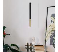 Suspension noire Métal Lampe à suspendre noire Cylindre Lampe à suspendre noire Moderne, en acier avec accent doré, 1x LED 4W 400 lm, DxH 8x110 cm