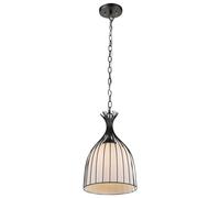 Suspension noire pour couloir, lampe suspendue en verre pour salle à manger, plafonnier noir, design cage, blanc opale, 1x E27, PxH 23 x 150 cm