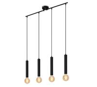 Suspension noire style loft vintage 4xE27 pour salle à manger ou salon, au-dessu