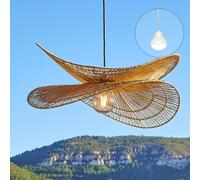Suspension SOLARA NOMAD en jute naturel style bohème avec ampoule LED blanc/RGB nomade