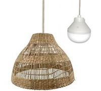 Lumisky Suspension MERIDA NOMAD H34cm sans fil bohème en herbe marine avec ampoule LED blanc/RGB