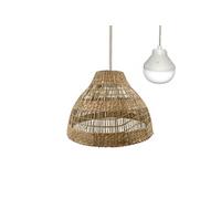 Lumisky Suspension MERIDA NOMAD H34cm sans fil bohème en herbe marine avec ampoule LED blanc/RGB