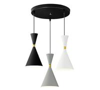 Suspension Nordic Wind Restaurant Lustres Macaron Modernes Abat-Jour en Métal Coloré Lampes Suspendues Personnalisées à Trois Têtes E27 Hauteur Réglable pour Îlot de Cuisine Chambr