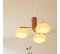 Suspension Nordique en Verre Style rétro pour Salle à Manger, Style Milieu du siècle, en Bois, Hauteur réglable, décoration d'intérieur, Moderne, Minimaliste, en métal Jaune, pour Table de restau