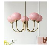 Suspension Nordique Simple pour Chambre de Fille, Lampe de Chambre à Coucher, Design Artistique, Chaleureux, Romantique, pour Chambre d'enfant, Lustre médiéval Rose (5 têtes Roses)