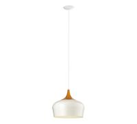 Suspension OBREGON E27 1X60W en acier crème et chêne D350mm