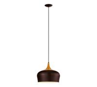 Suspension OBREGON E27 1X60W en acier marron et crème et chêne D350mm