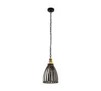 Suspension OLDCASTLE E27 1X60W en acier et bois noir et marron D255mm
