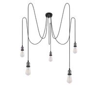 Suspension Oliver 5 lumières Métal Noir Tissu câble Globo A31-5