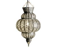 Marrakesch Plafonnier Harem 50cm argenté E27 Douille | Plafonnier Lustre de Salon marocain oriental | Lanterne électrique indienne Vintage design décoration de maison orientale arabe