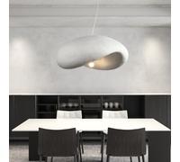 Suspension Ovale Blanche Moderne à Hauteur réglable E27, idéale pour Chambre, Salon, Salle à Manger, Couloir (Ampoule Non Incluse, 80 cm)